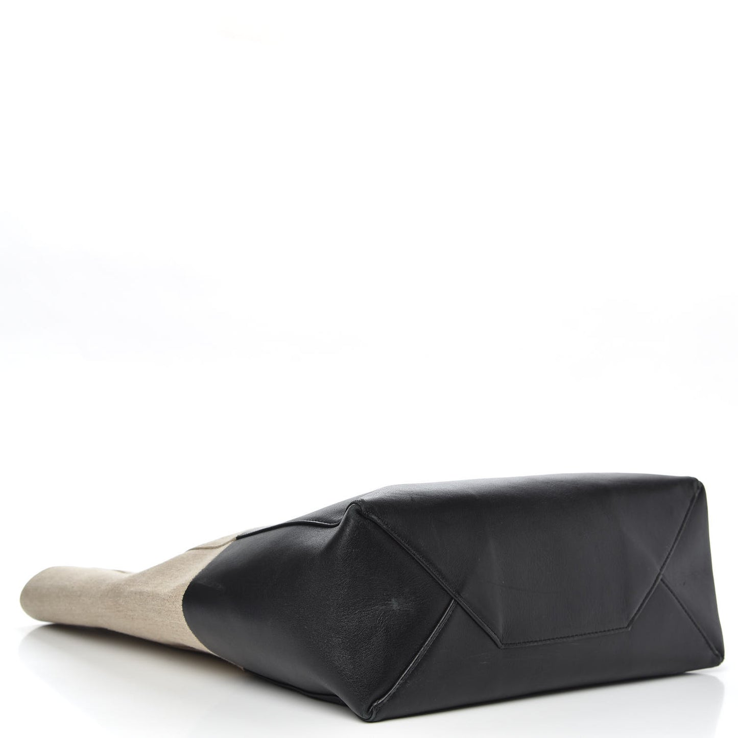Canvas Lambskin Vertical Bi-Color Cabas Black