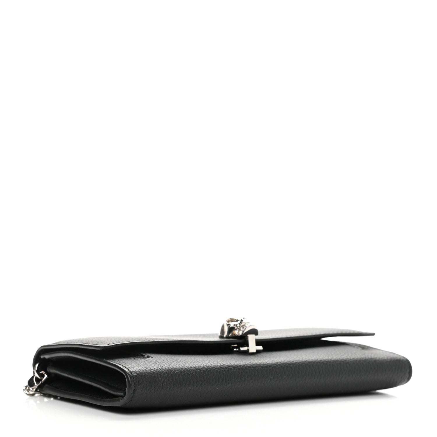 Alexander McQueen Pebbled Calfskin Skull Wallet on Chain Black 4 of 10