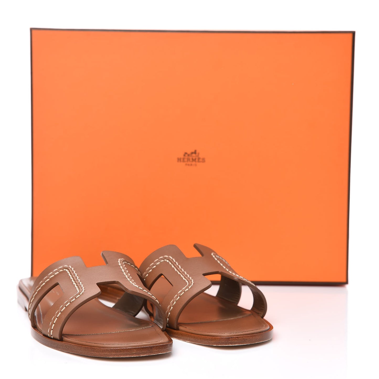 Calfskin Pique Oran Sandals 37.5 Brun Pallisandre