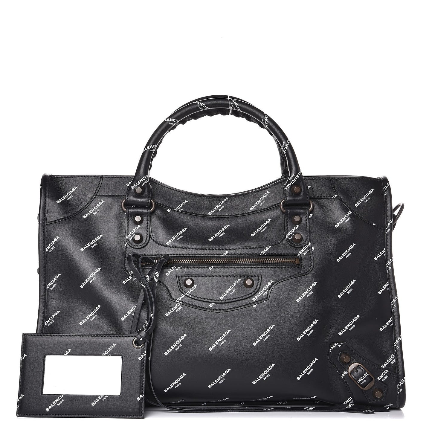 Veau Allover Logo Classic Hardware City Black White