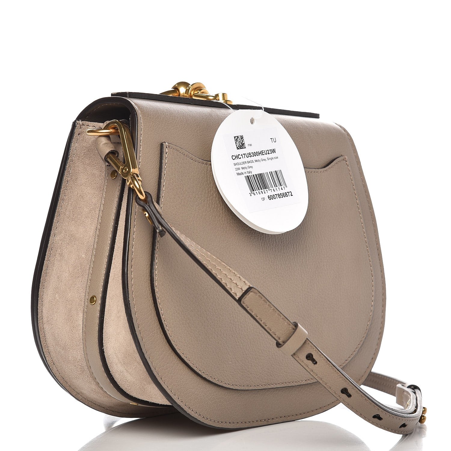 Chloe Calfskin Suede Medium Nile Bracelet Bag Motty Grey 3 of 8