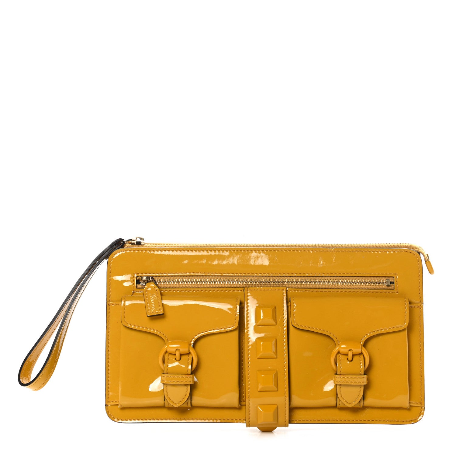 Gucci Patent Studded Wristlet Yellow 1 of 16
