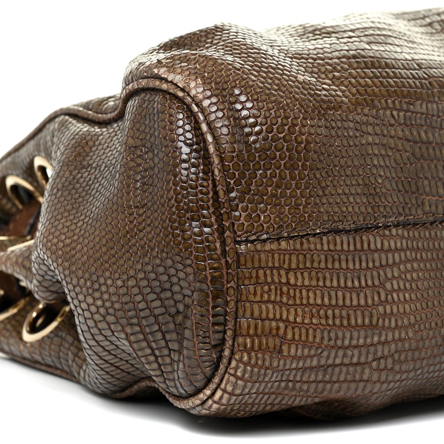 Lizard Embossed Calfskin Riki Bag Green