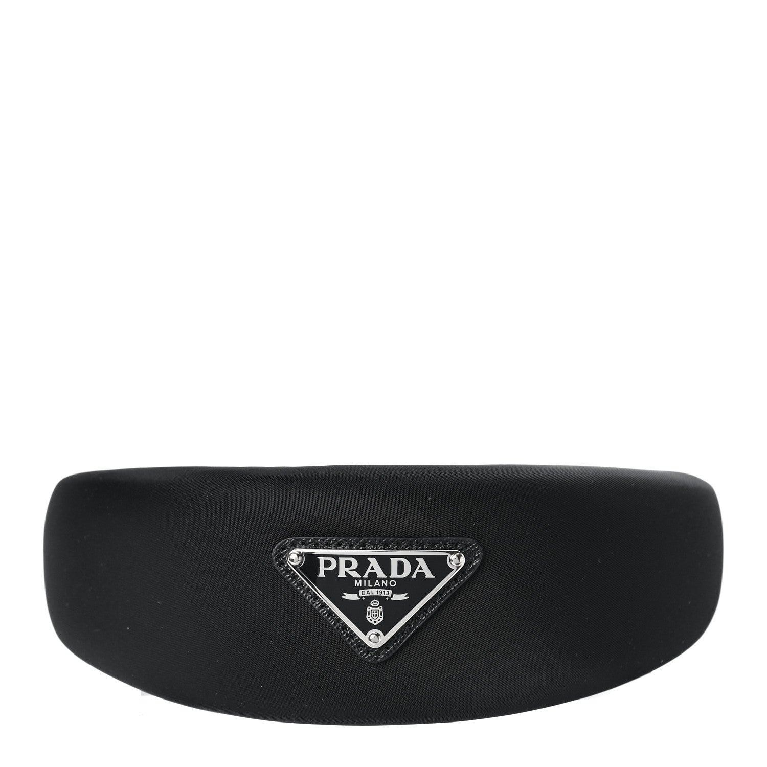 Prada Re-Nylon Metal Triangle Logo Headband Black 3 of 6