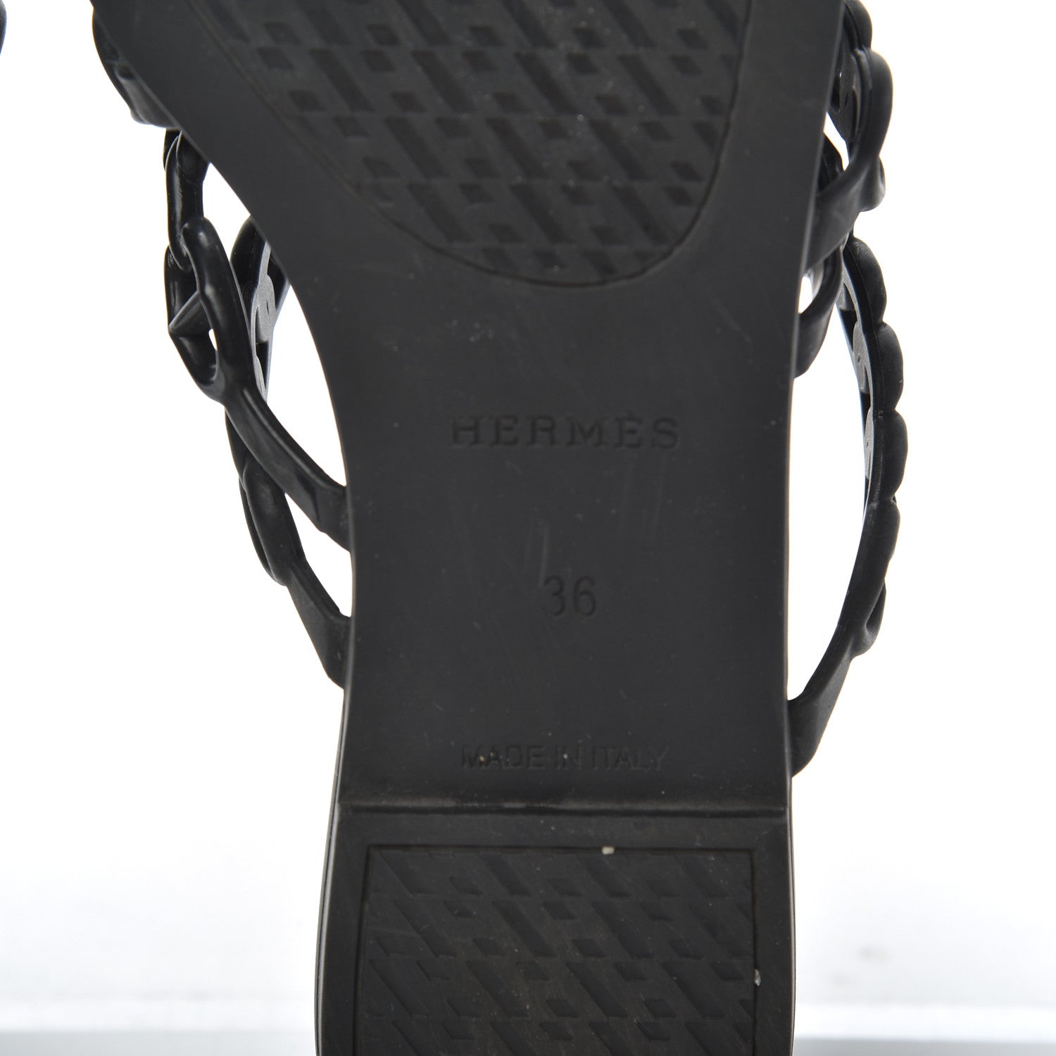 Hermes Rubber Chaine d'Ancre Nude Sandals 36 Black 6 of 16