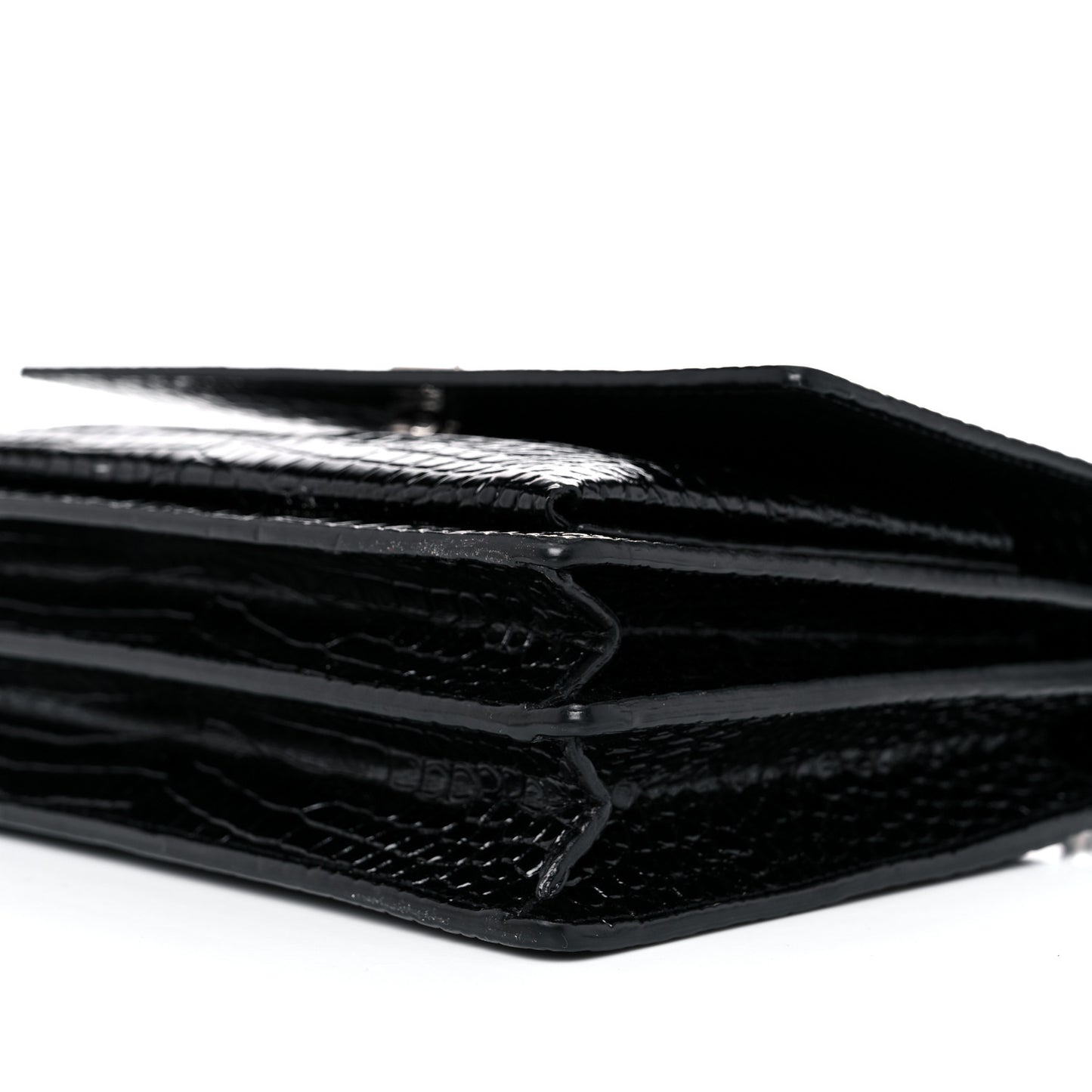 Calfskin Crocodile Embossed Medium Monogram Sunset Black