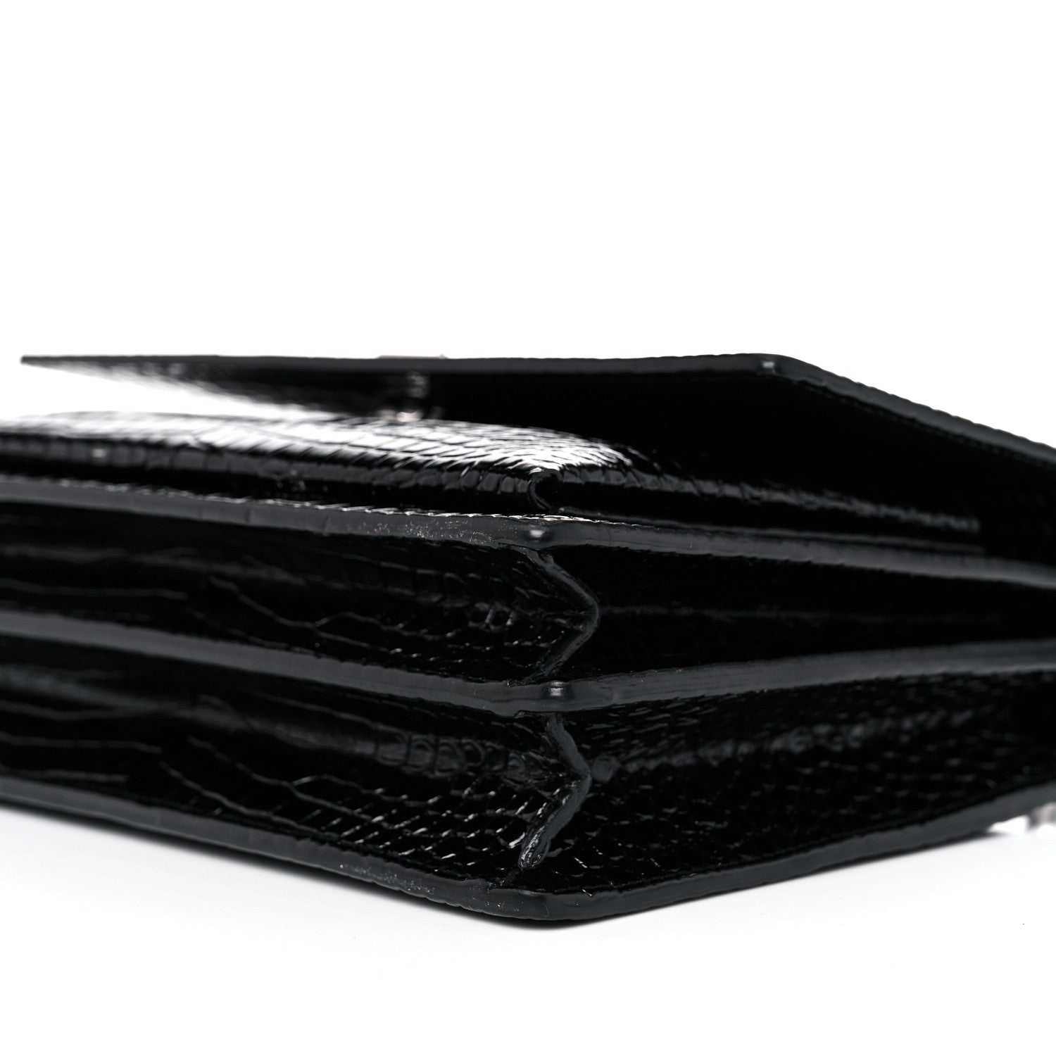 Saint Laurent Calfskin Crocodile Embossed Medium Monogram Sunset Black 9 of 14