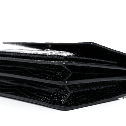 Saint Laurent Calfskin Crocodile Embossed Medium Monogram Sunset Black 9 of 14