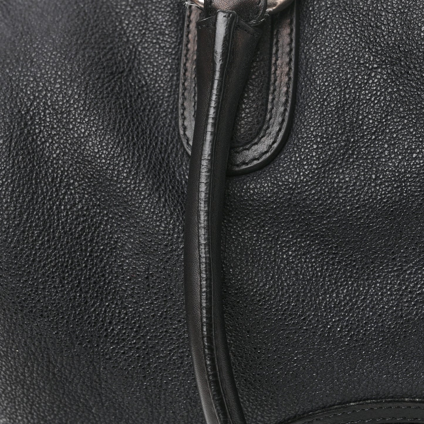 Washed Calfskin Drawstring Tote Black