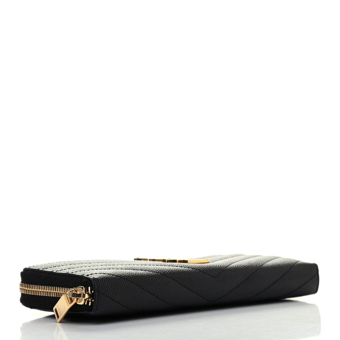 Grain De Poudre Matelasse Chevron Monogram Zip Around Wallet Black