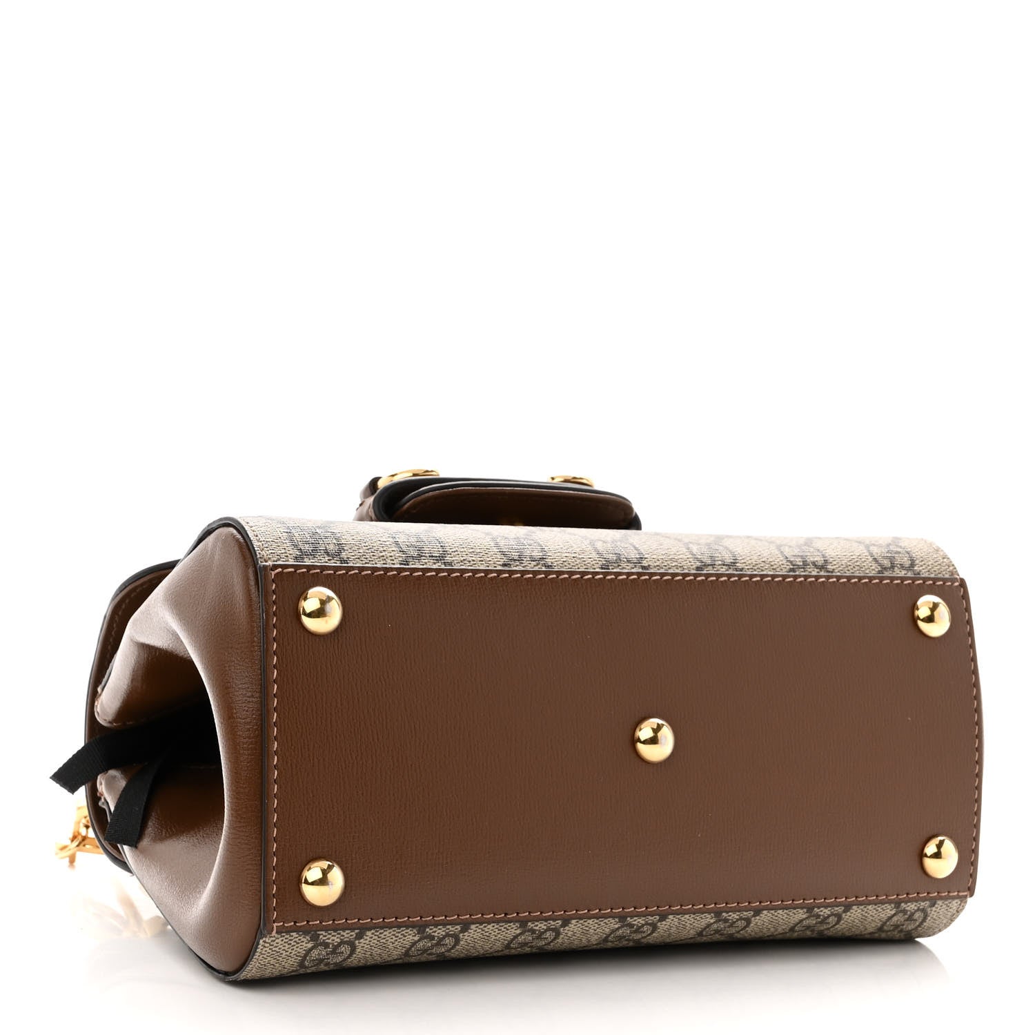 Gucci GG Supreme Monogram Azalea Calfskin Mini Horsebit 1955 Top Handle Flap Bag Beige Ebony Brown Sugar 4 of 10