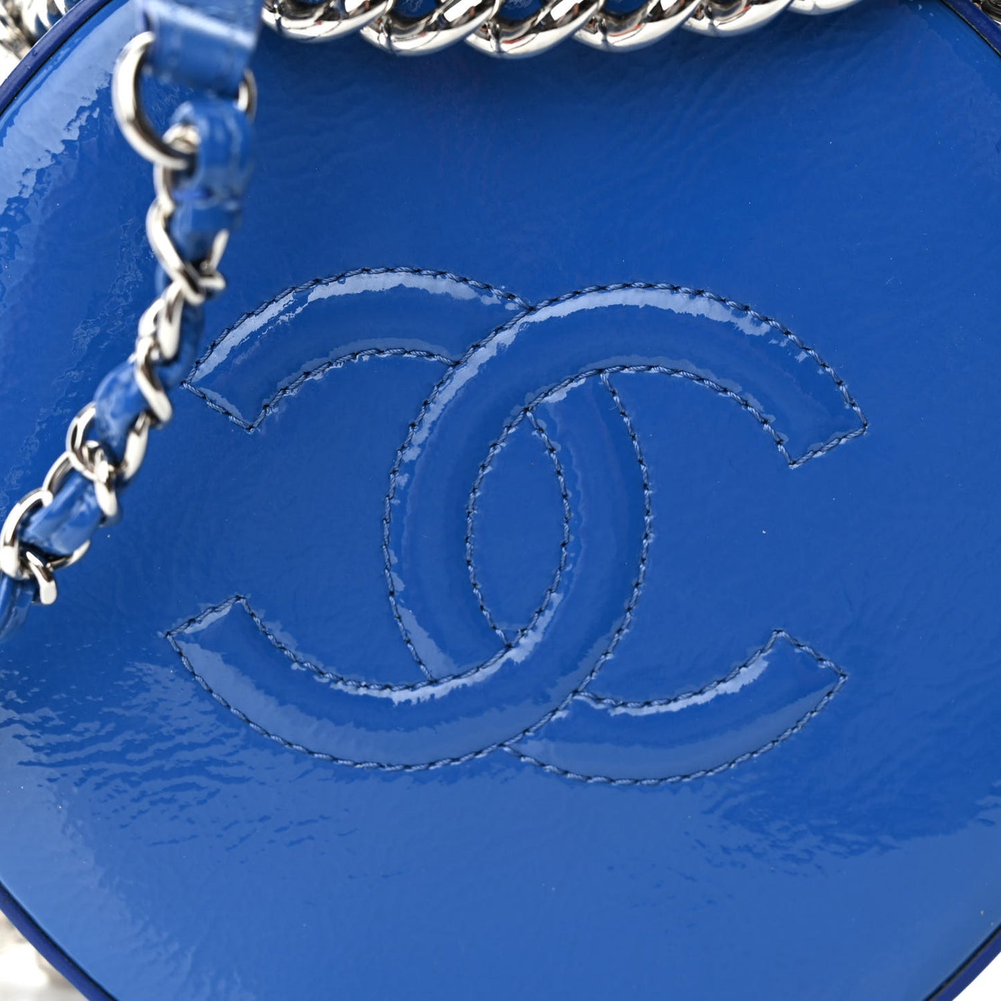 Patent Round As Earth Evening Bag Blue