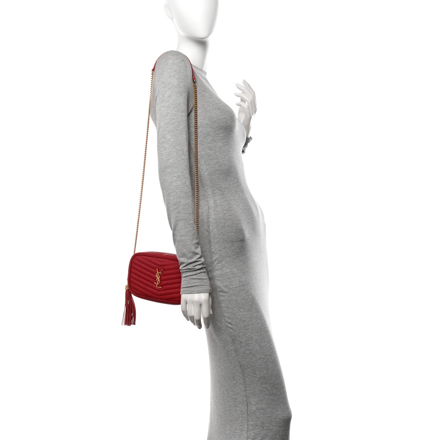Saint Laurent Grain De Poudre Matelasse Monogram Mini Lou Camera Bag Eros Red 2 of 11