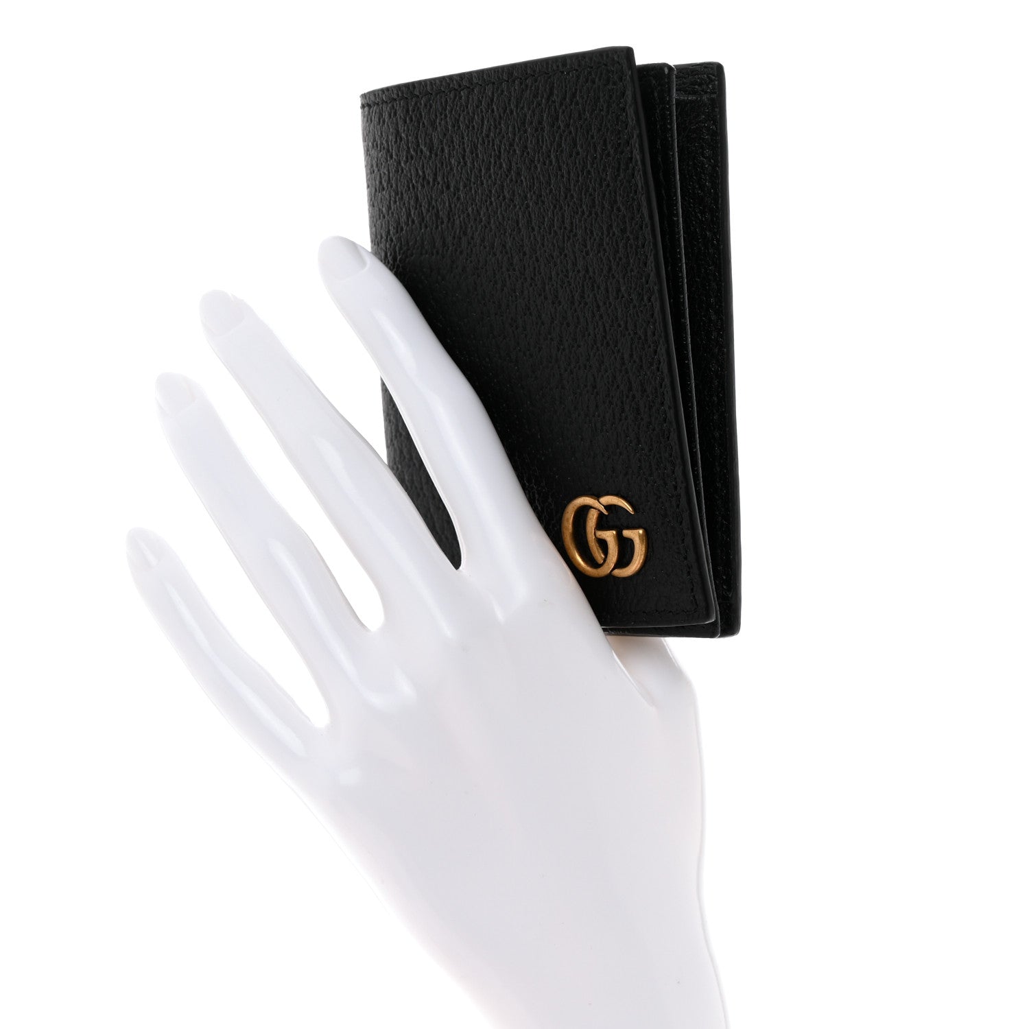 Gucci Calfskin Boar Effect GG Marmont Card Case Black 2 of 7