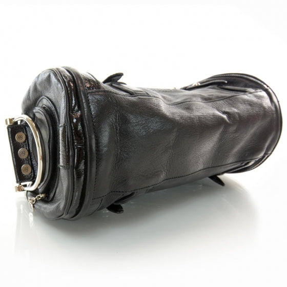 Balenciaga Leather Embossed Logo Satchel Black 4 of 7