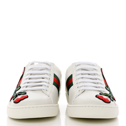 Gucci Calfskin Web Floral Embroidered Womens Ace Sneakers 35.5 White 2 of 9