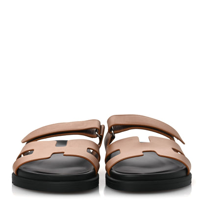 Hermes Calfskin Embroidered Womens Chypre Sandals 41 Natural 3 of 11
