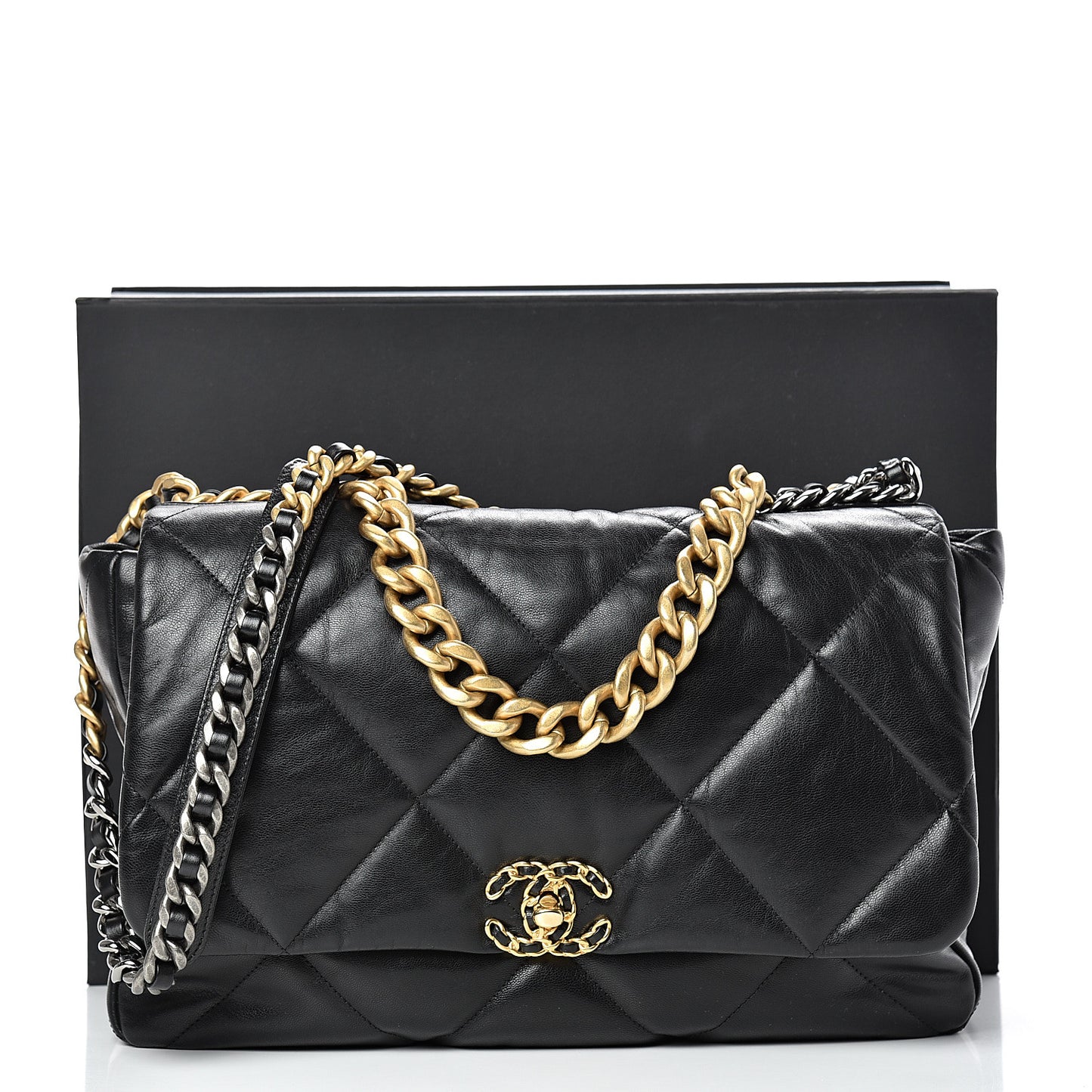 Goatskin Quilted Maxi 19 Flap Black