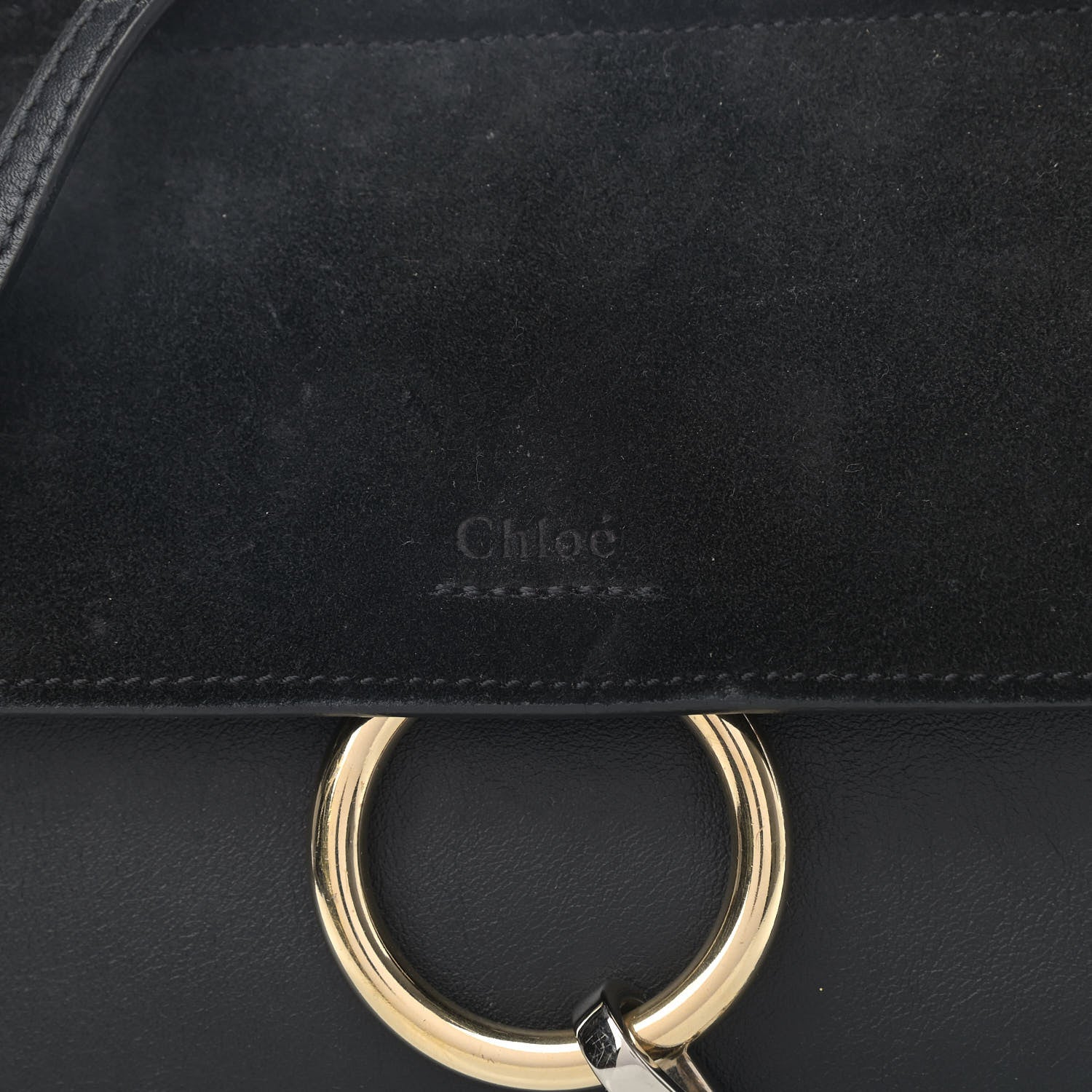 Chloe Calfskin Suede Mini Chain Faye Shoulder Bag Black 6 of 9