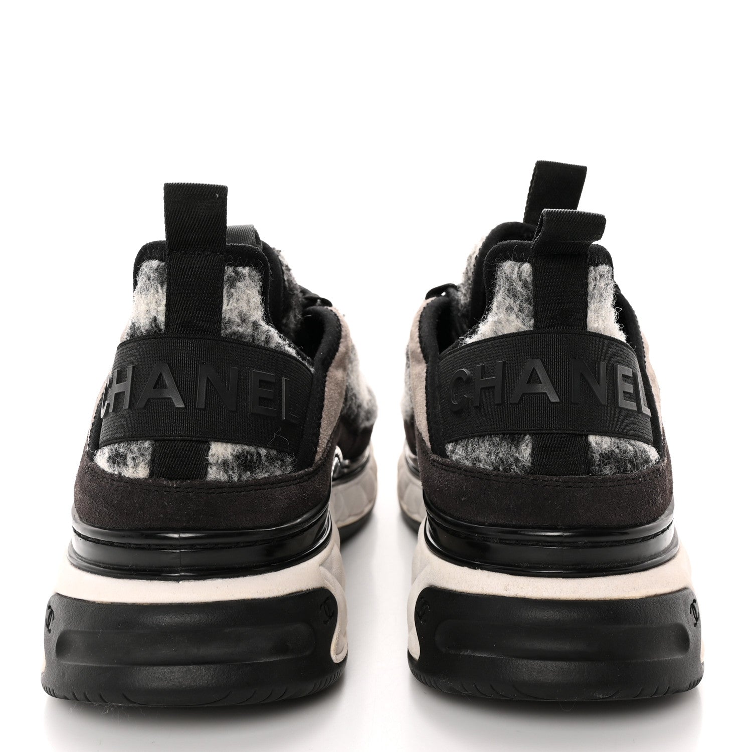 Chanel Fabric Suede Calfskin CC Sneakers 40 Gray 5 of 13