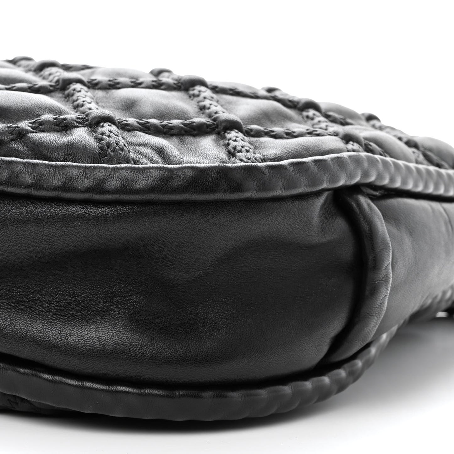 Quilted Lambskin Hidden Chain Hobo Black