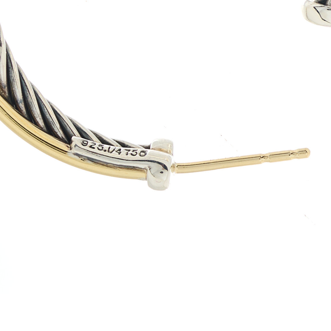 Sterling Silver 18K Yellow Gold 31mm Crossover Cable Hoop Earrings