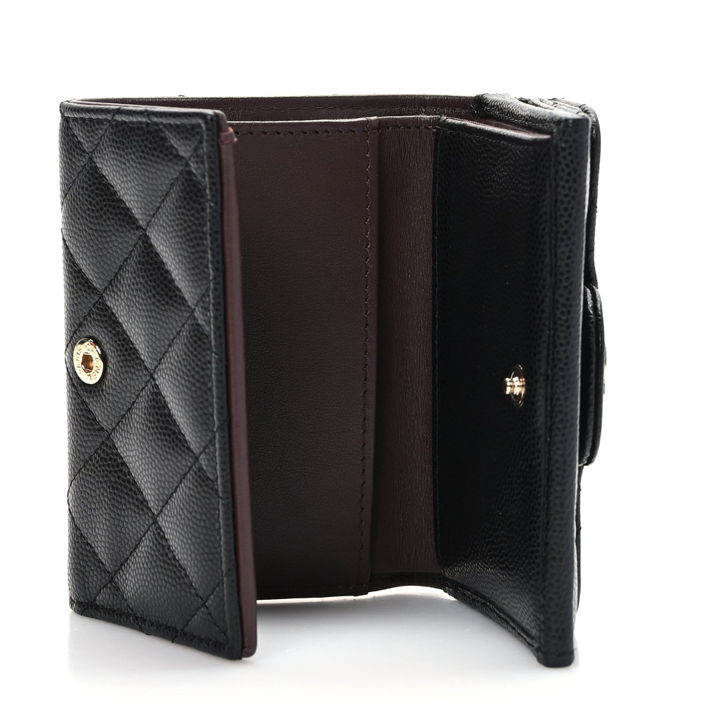 Caviar Quilted Double Flap Wallet Black