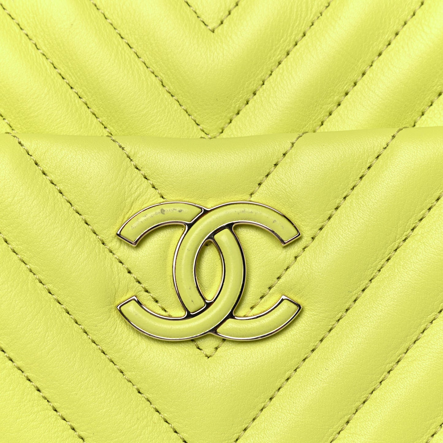 Calfskin Quilted Daily Chevron Camera Case Light Green