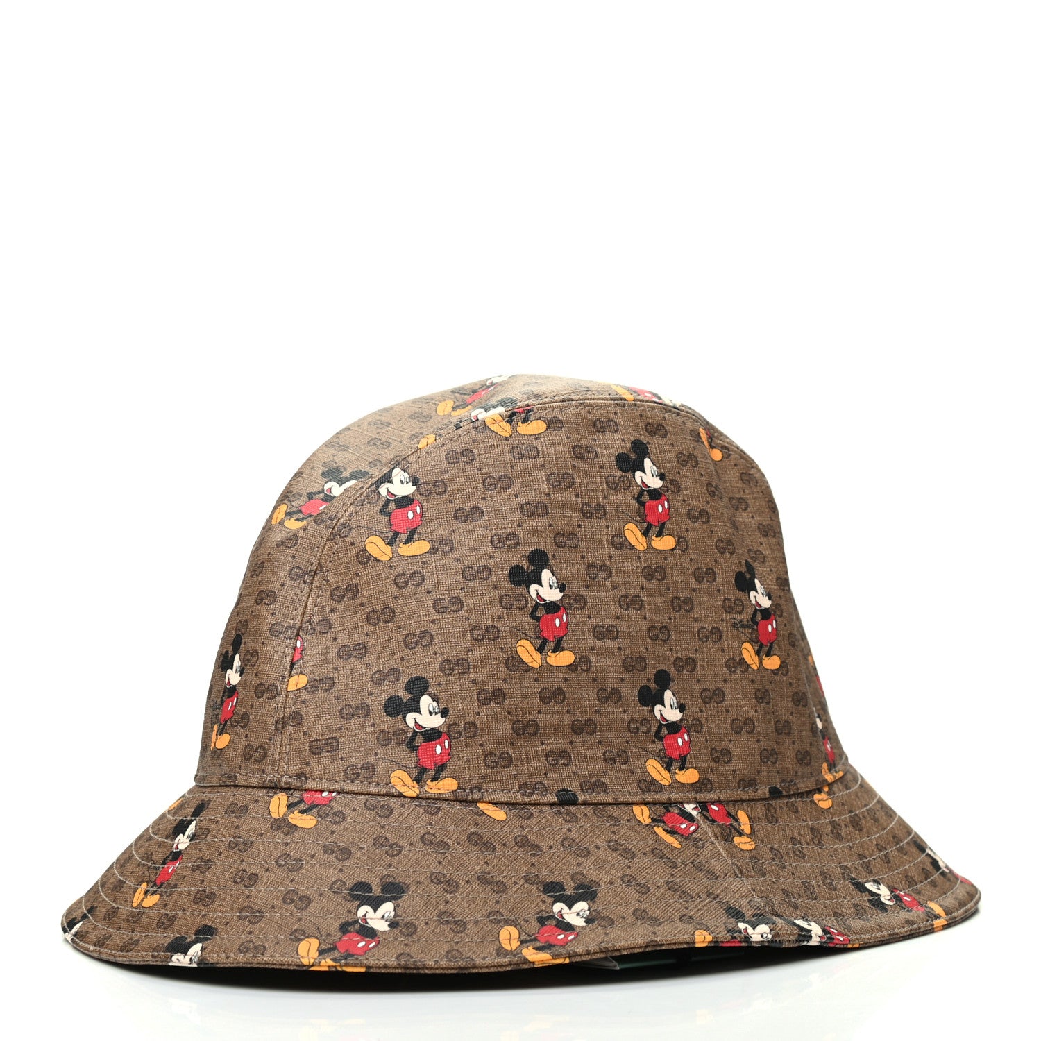 Gucci X DISNEY Mini Vintage GG Supreme Monogram Mickey Mouse Trent Bucket Hat M Beige Ebony Yellow 3 of 5