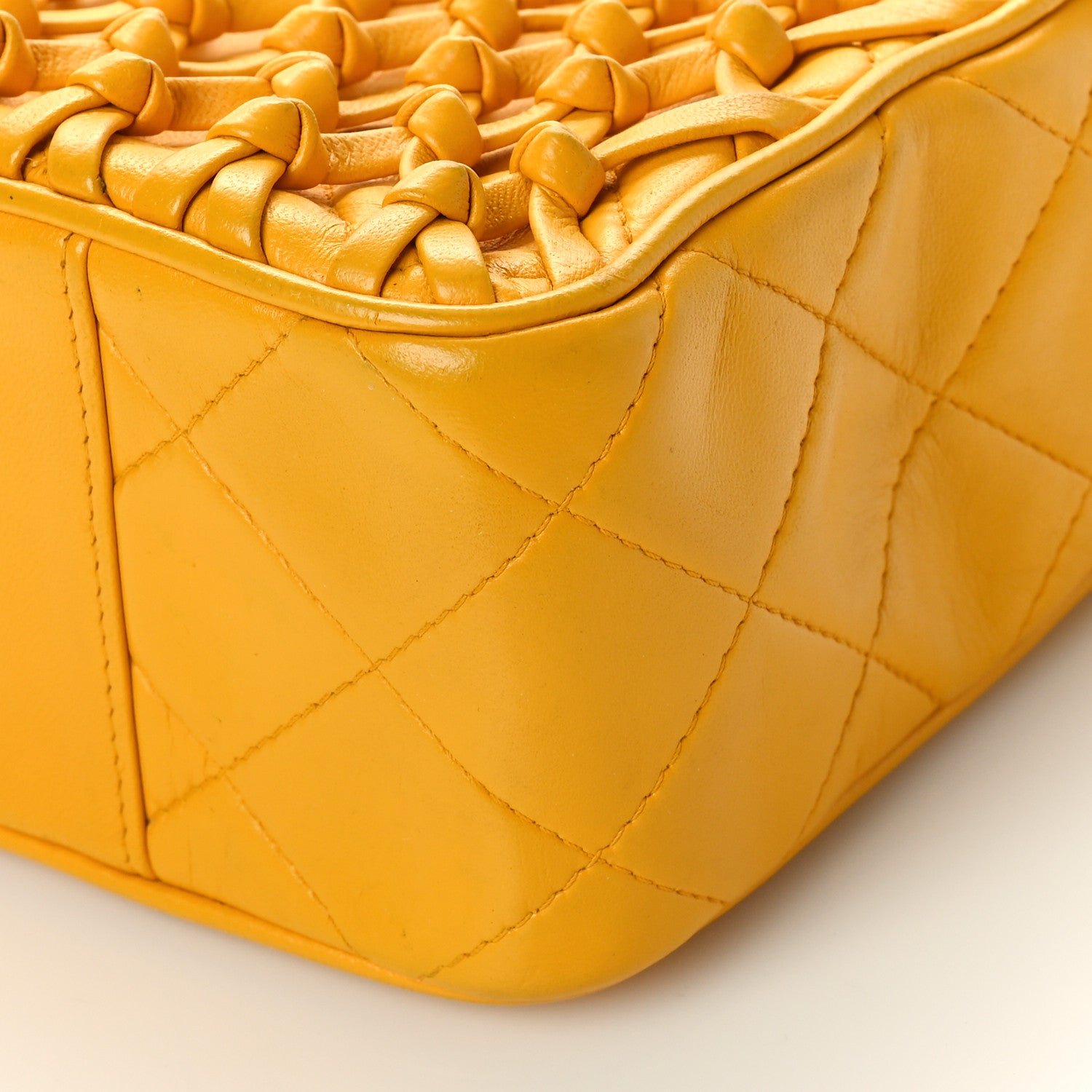 Chanel Lambskin Quilted Knot Camera Case Yellow 10 of 10