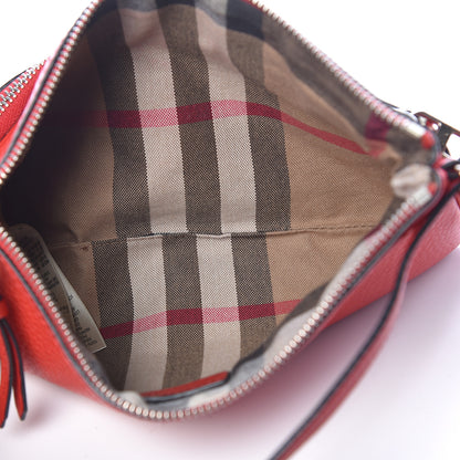 Burberry Grainy Calfskin Check Embossed Wristlet Military Red 5 of 16