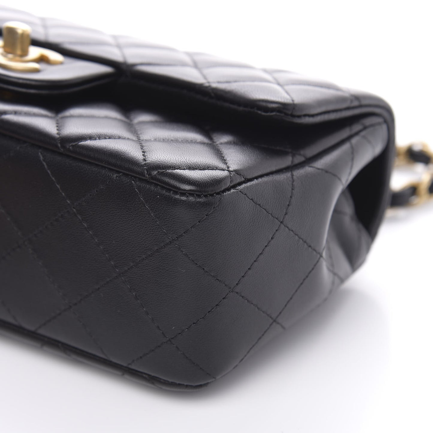Lambskin Quilted Mini Rectangular Flap Black