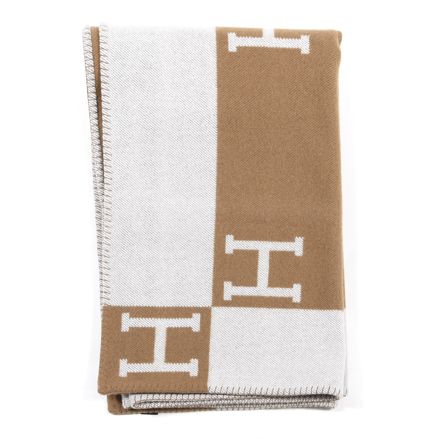 Hermes Wool Cashmere Avalon Blanket Ecru Camel 4 of 4