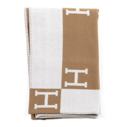 Hermes Wool Cashmere Avalon Blanket Ecru Camel 4 of 4