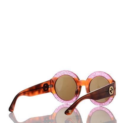 Gucci Acetate Round GG0084S Sunglasses Glitter Fuchsia 4 of 8