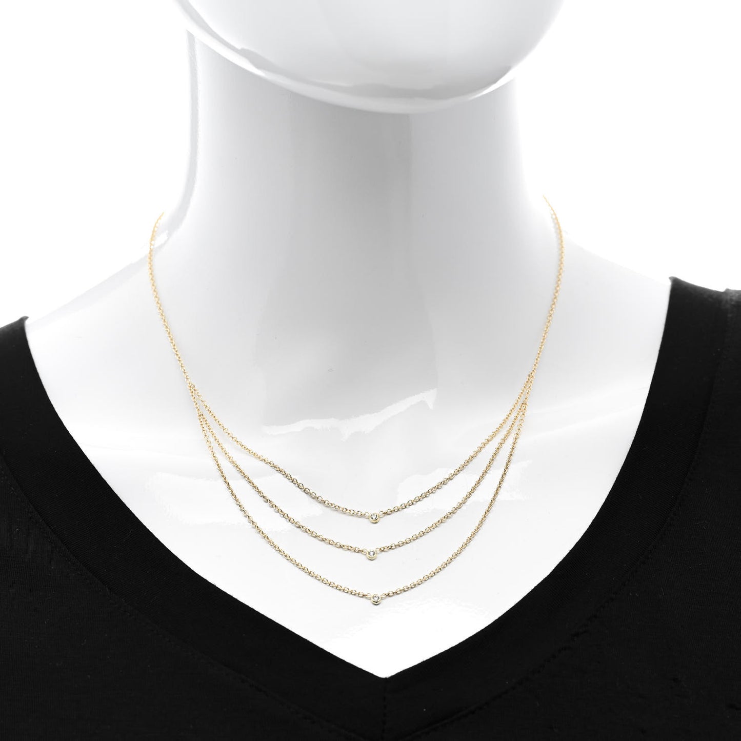 18K Yellow Gold Diamond Tiered Chain Necklace