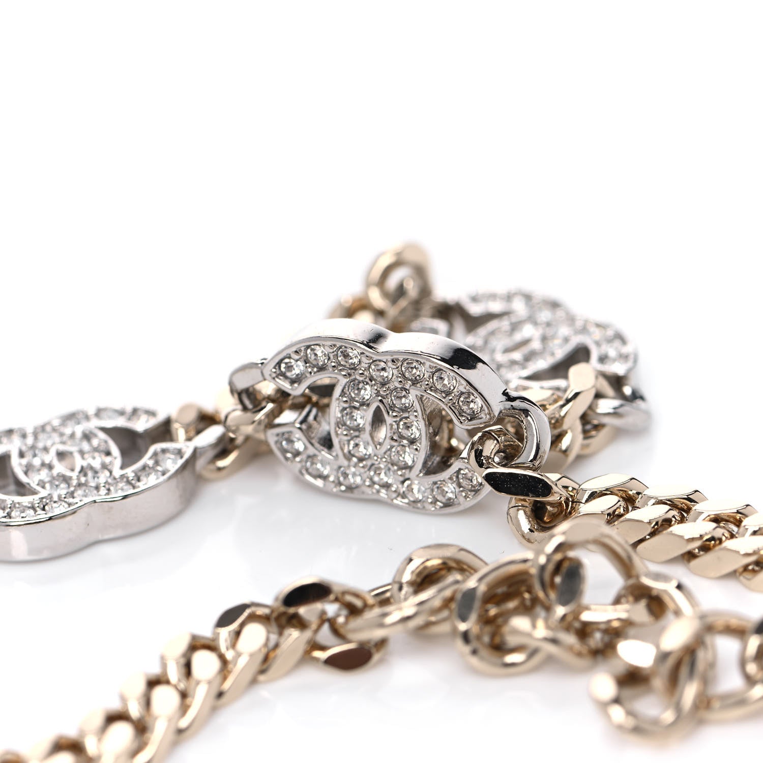 Chanel Crystal Chain CC Choker Gold Silver 4 of 4