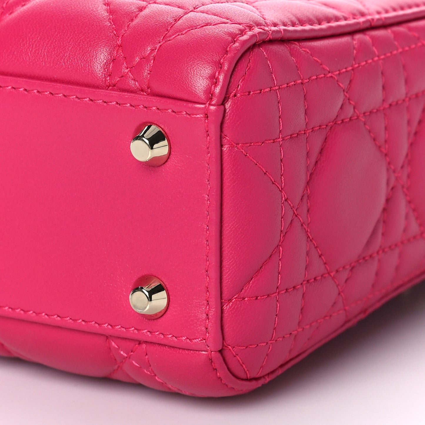 Lambskin Cannage Mini Lady Dior Fuchsia