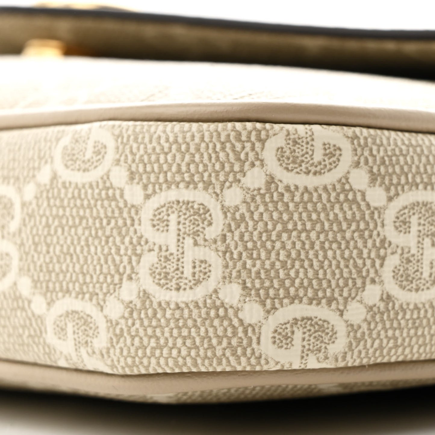 GG Supreme Monogram Textured Dollar Calfskin Web Mini Ophidia Envelope Shoulder Bag Beige Mystic White Oatmeal