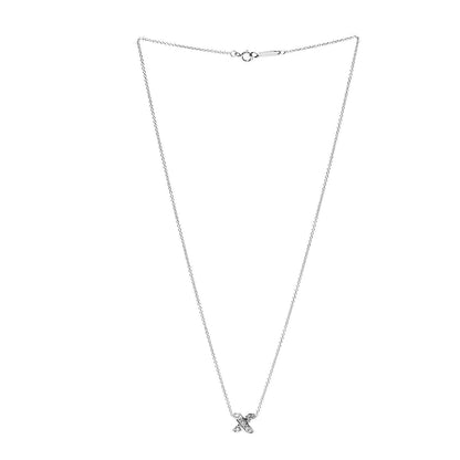 Tiffany 18K White Gold Diamond 9mm X Pendant Necklace 3 of 7