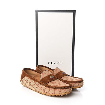 Gucci GG Monogram Suede Mens Driver Loafers 9.5 Beige Ruggine Cuir 11 of 11