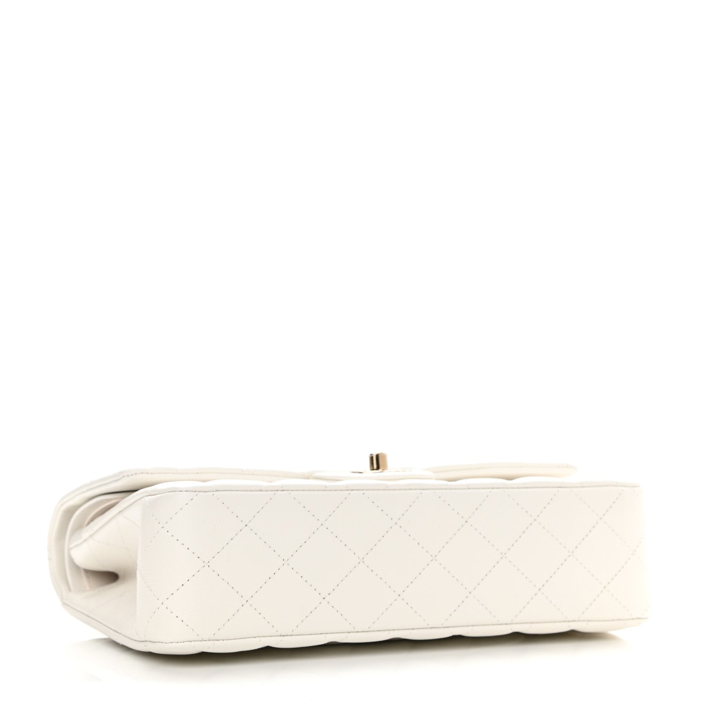 Caviar Quilted Medium Double Flap White