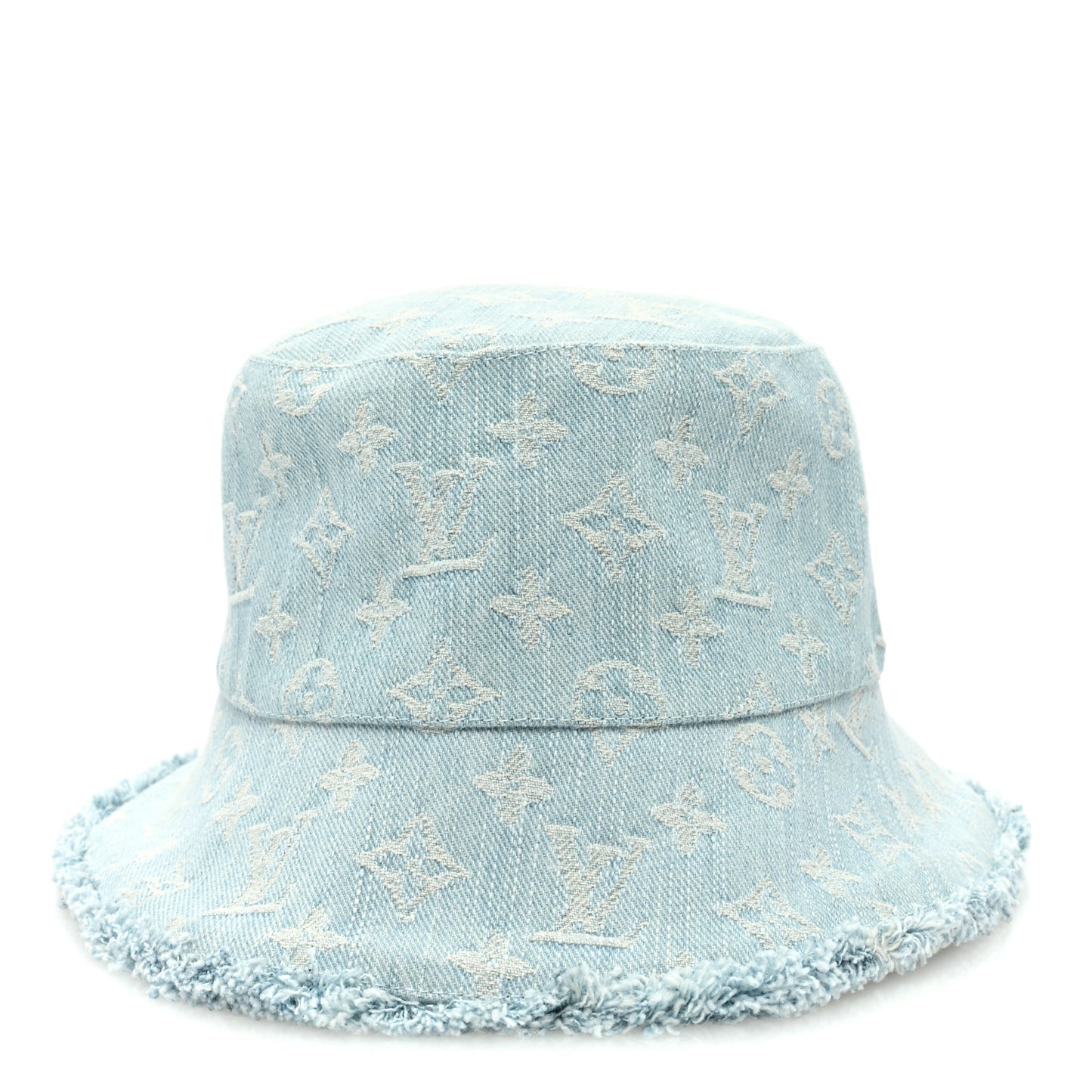 Monogram Denim Fringe Bucket Hat Blue