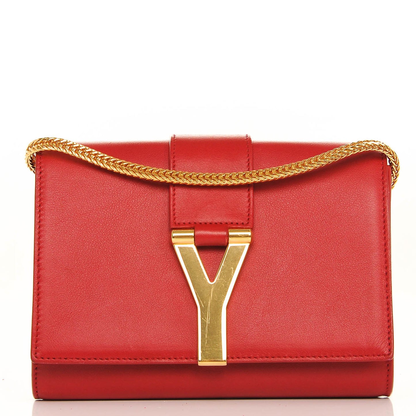 Calfskin Small Classic Y Satchel Bag Rouge Orient