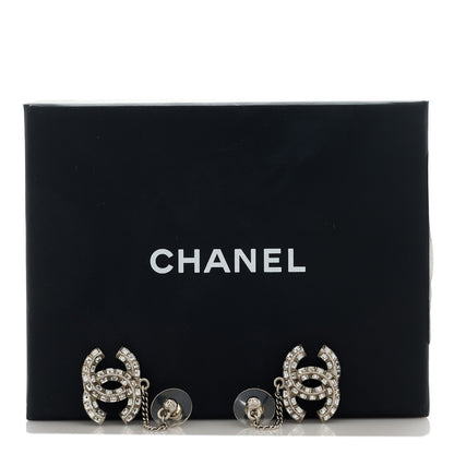 Chanel Baguette Crystal CC Drop Earrings Silver 5 of 5