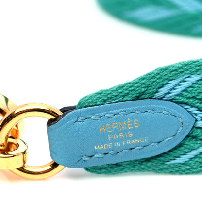 Hermes Toile Swift 25mm Sangle ZigZag Shoulder Strap Bleu Du Nord Vert Veronese 3 of 5