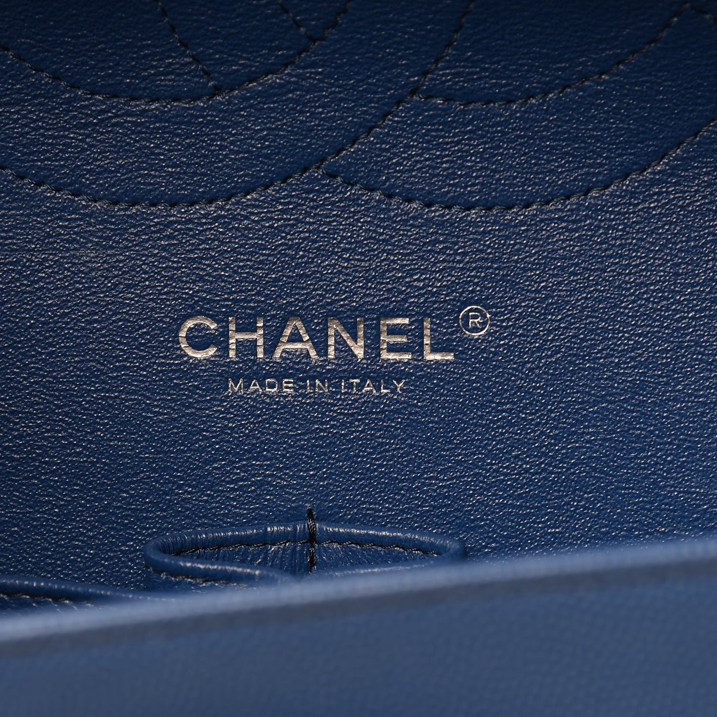 Caviar Chevron Quilted Jumbo Double Flap Blue