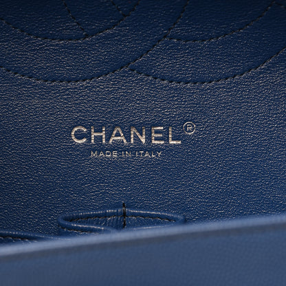 Chanel Caviar Chevron Quilted Jumbo Double Flap Blue 9 of 14