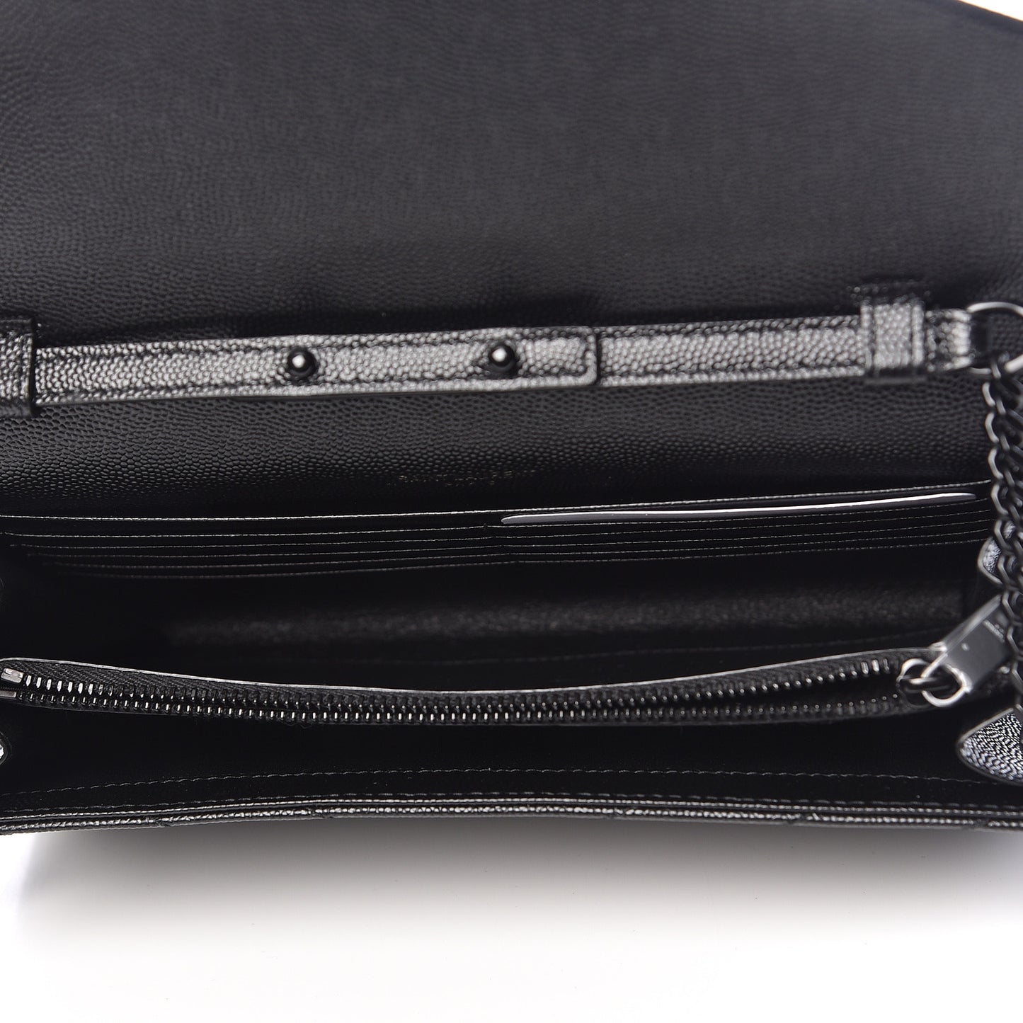 Grain De Poudre Matelasse Chevron Monogram Chain Wallet Black