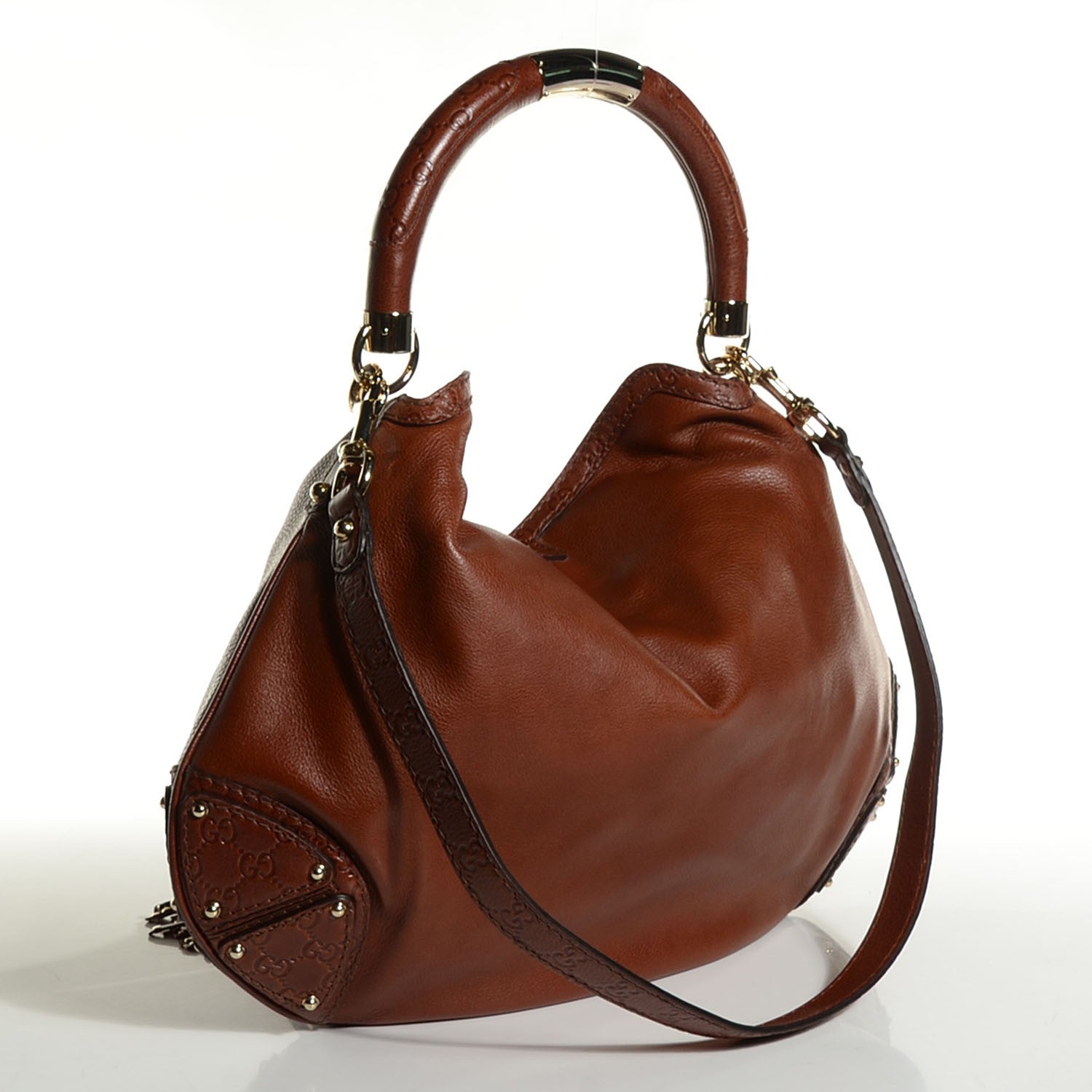 Gucci Calfskin Large Indy Top Handle Hobo Brown 5 of 10